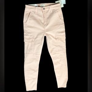 Favorite Daughter Super High Rise Utility Cargo Skinny Ankle Jean Pink Size 27
